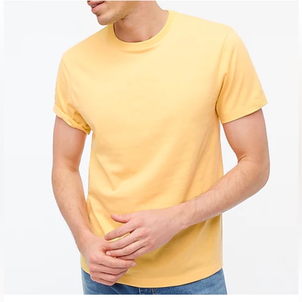 NWT J Crew Factory Men’s Washed Jersey Tee T-Shirt Size Medium in Yellow Cotton